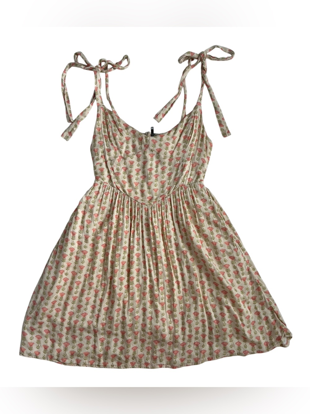 saltwater LUXE Cream corset Mini Dress with Pink Floral Print